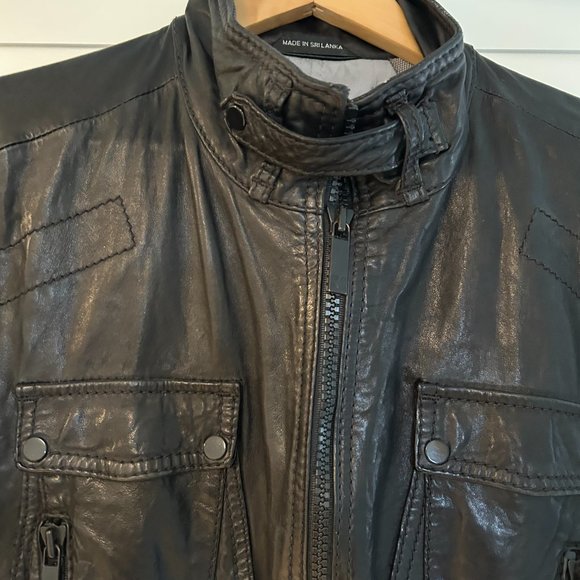 Hugo Boss Orange Leather Jacket - Mens Small - Picture 3 of 5